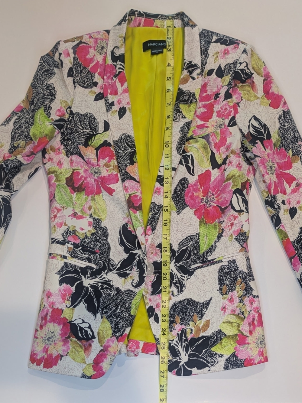 Marciano Guess Floral Blazer Women Pink Green Yellow Lined Tailored Jacket